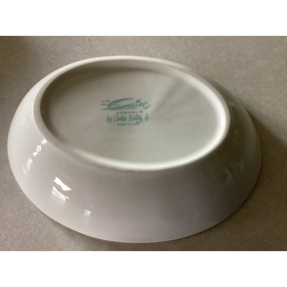 Caribe Casual Carlos Montes G San Juan MCM Oval Bowls Set of 2 White Turquoise - Picture 6 of 6